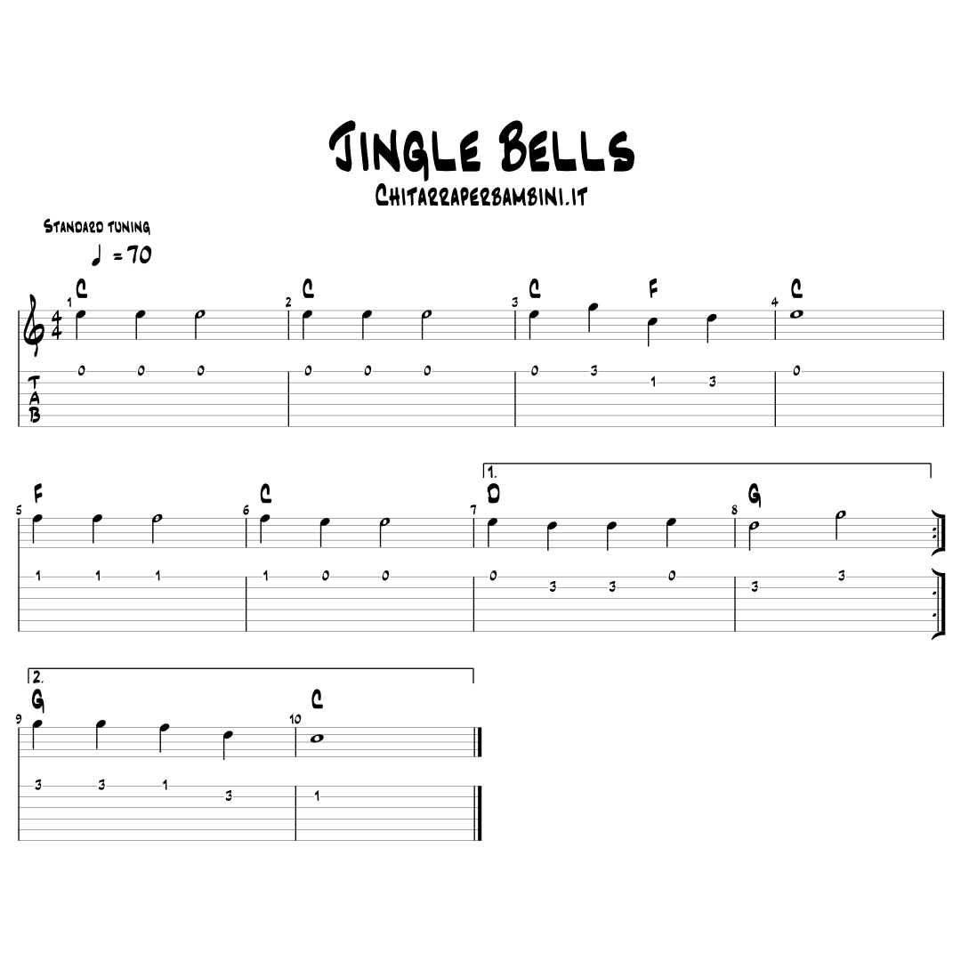 tablatura del brano jingle bells per chitarra